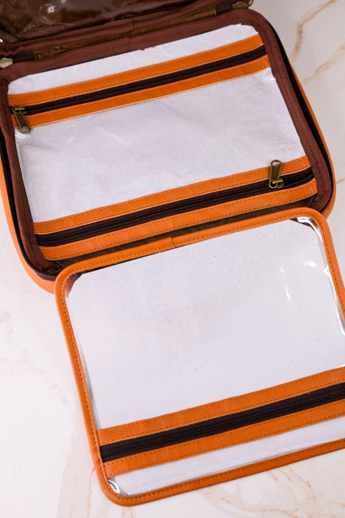 Tan Hairon Leather Hanging Travel Toiletries Bag - Whiskey Skies - BOHO RANCH SHOP