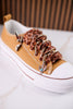 Tan "Harmon" Sneakers With Leopard Print & Sparkle Laces - Whiskey Skies - VERY G