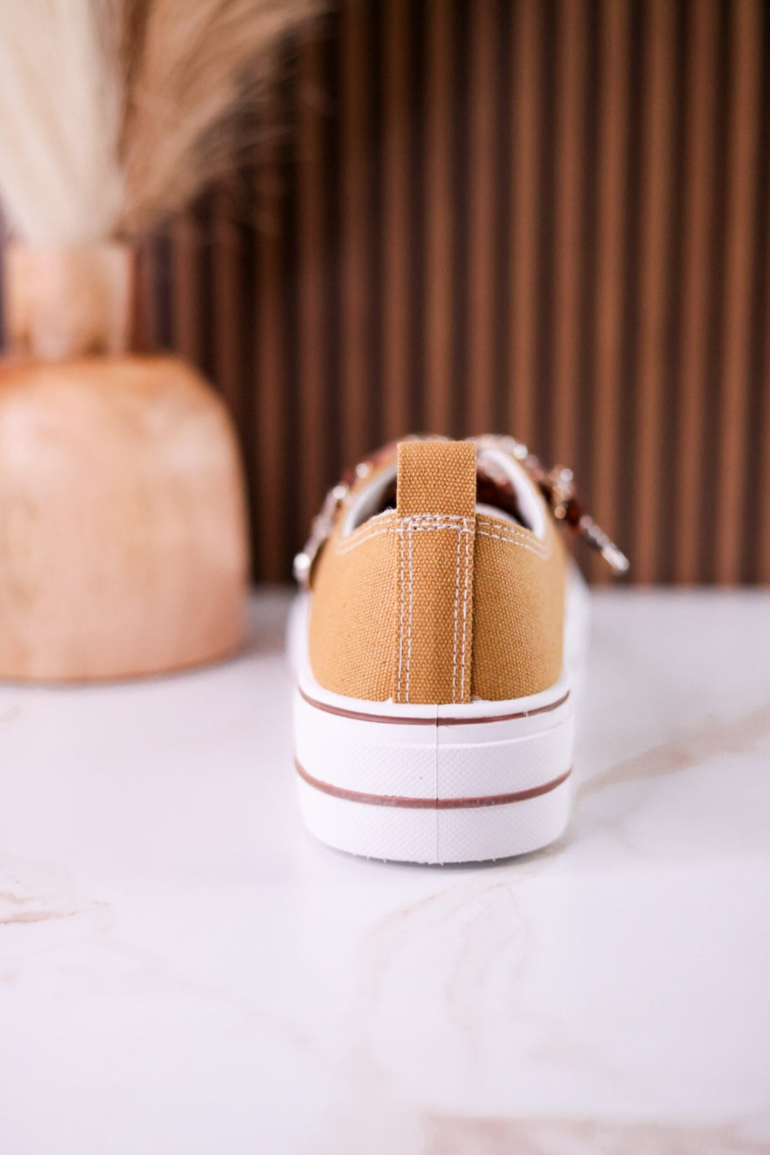 Tan "Harmon" Sneakers With Leopard Print & Sparkle Laces - Whiskey Skies - VERY G
