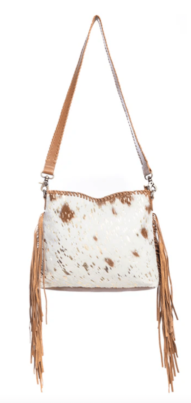 Tan Leather and Hair On Hide Purse - Whiskey Skies - MYRA BAGS