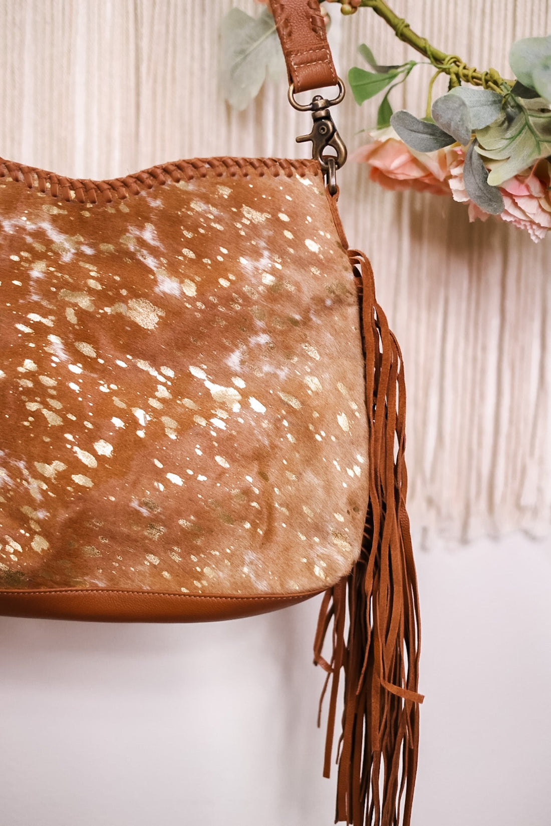 Tan Leather and Hair On Hide Purse - Whiskey Skies - MYRA BAGS