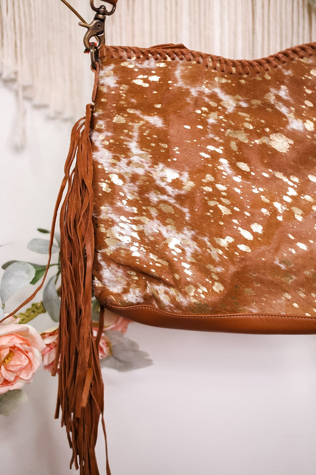 Tan Leather and Hair On Hide Purse - Whiskey Skies - MYRA BAGS