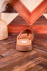 Tan Low Platform Sandals with Western Stitching - Whiskey Skies - YELLOWBOX
