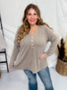 Tan - Olive Long Sleeve V - Neck Knit Top - Whiskey Skies - ANDREE BY UNIT