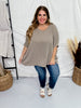 Tan Olive Round Neck Ribbed Tunic Top - Whiskey Skies - ANDREE BY UNIT