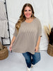 Tan Olive Round Neck Ribbed Tunic Top - Whiskey Skies - ANDREE BY UNIT