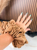 Tan Suede Jumbo Scrunchie - Whiskey Skies - KAXI
