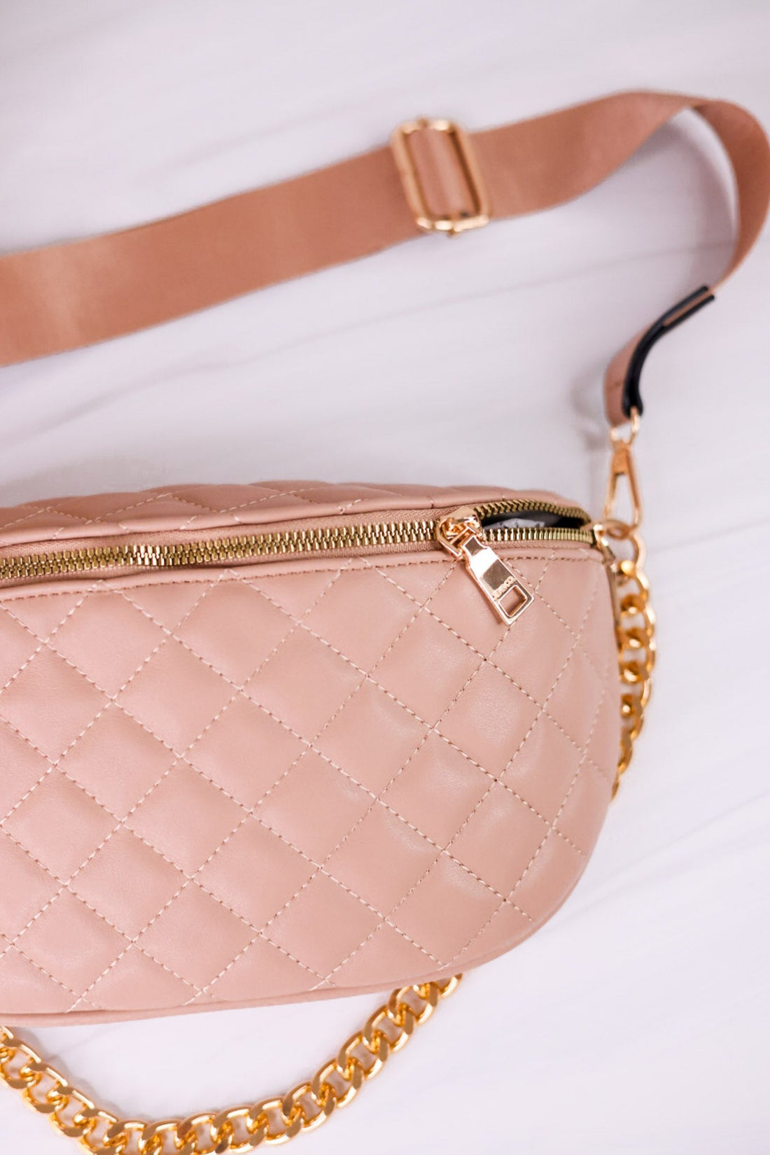 Tan Sylvie Quilted Belt Bag - Whiskey Skies - JEN & CO
