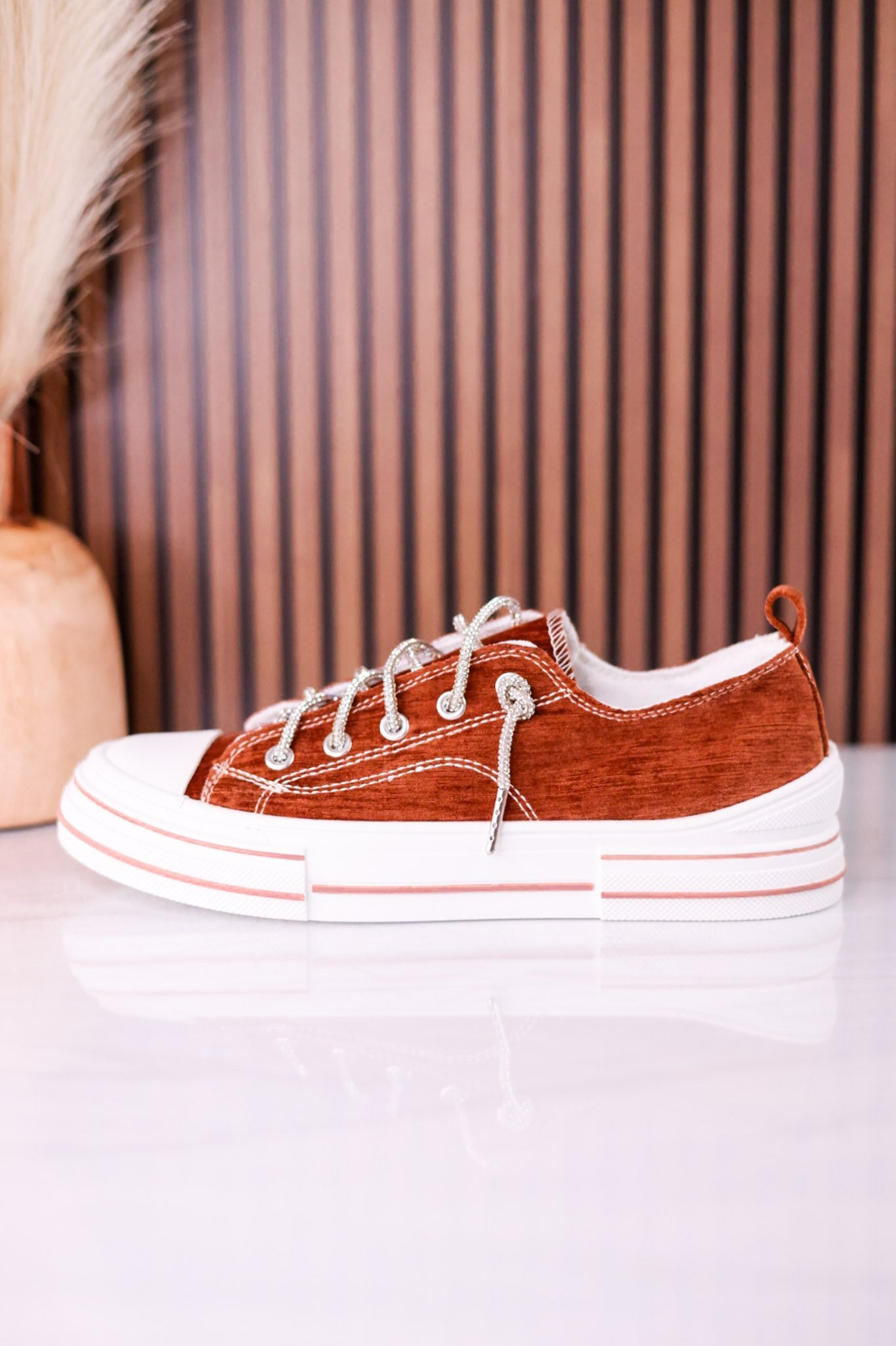 Tan Velvet Aman Sneakers - Whiskey Skies - VERY G