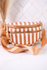 Tan & White Striped Day Pack Purse - Whiskey Skies - DM MERCHANDISING