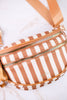 Tan & White Striped Day Pack Purse - Whiskey Skies - DM MERCHANDISING
