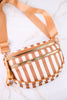 Tan & White Striped Day Pack Purse - Whiskey Skies - DM MERCHANDISING