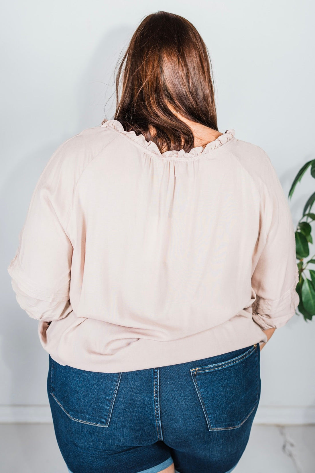 Taupe 3/4 Puff Sleeve Top - Whiskey Skies - ANDREE BY UNIT