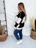 Taupe And Black Checkerboard Knit Sweater - Whiskey Skies - SEW IN LOVE