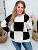 Taupe And Black Checkerboard Knit Sweater - Whiskey Skies - SEW IN LOVE