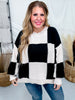 Taupe And Black Checkerboard Knit Sweater - Whiskey Skies - SEW IN LOVE