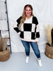 Taupe And Black Checkerboard Knit Sweater - Whiskey Skies - SEW IN LOVE