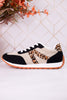 Taupe And Black Sneakers With Leopard Print Accents - Whiskey Skies - VERY G