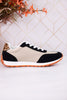 Taupe And Black Sneakers With Leopard Print Accents - Whiskey Skies - VERY G