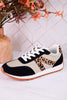Taupe And Black Sneakers With Leopard Print Accents - Whiskey Skies - VERY G