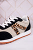 Taupe And Black Sneakers With Leopard Print Accents - Whiskey Skies - VERY G