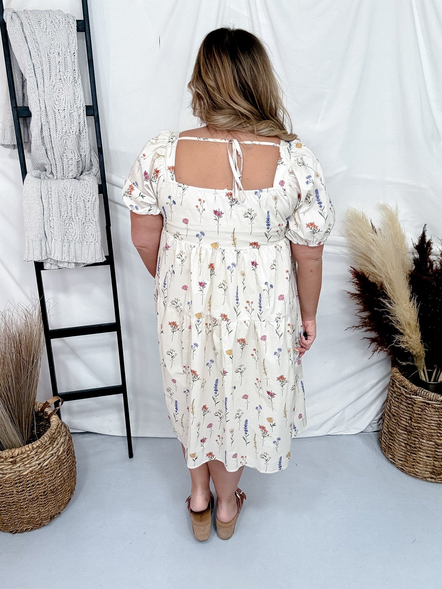 Taupe and Lavender Floral Tiered Dress - Whiskey Skies - SEW IN LOVE