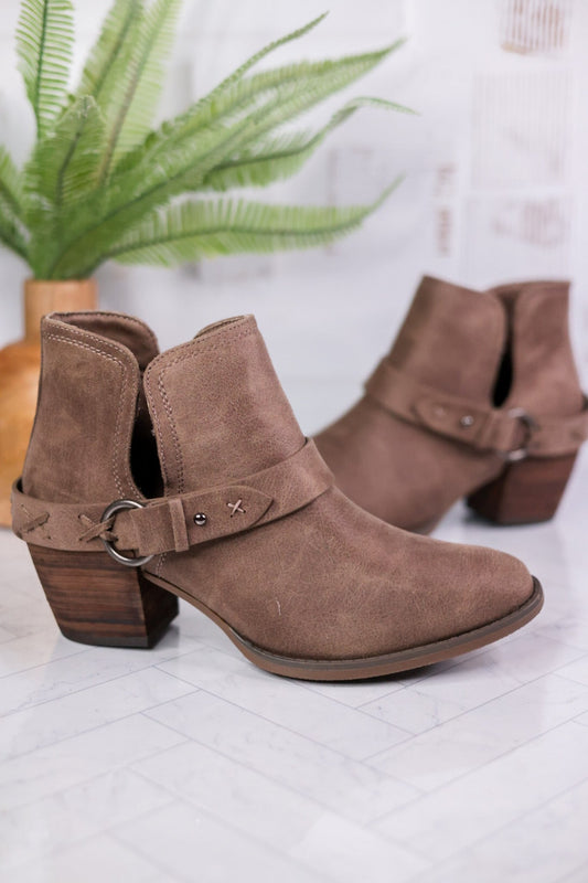 Taupe Ankle Booties - Whiskey Skies - VERY G