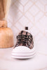 Taupe & Black Plaid Aman Sneakers With Rhinestone Laces - Whiskey Skies - VERY G