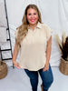 Taupe Cap Sleeve Air Flow Top with Pleated Back - Whiskey Skies - ANDREE BY UNIT