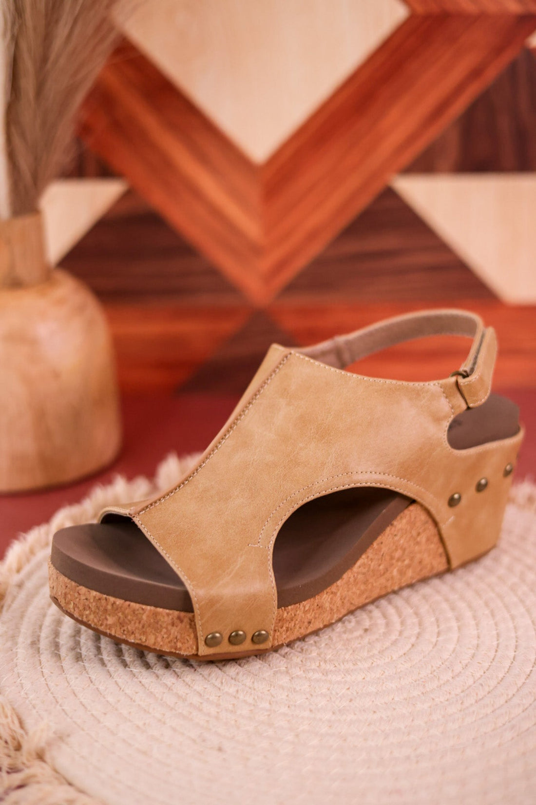 Taupe Carley Wedges - Whiskey Skies - CORKYS FOOTWEAR