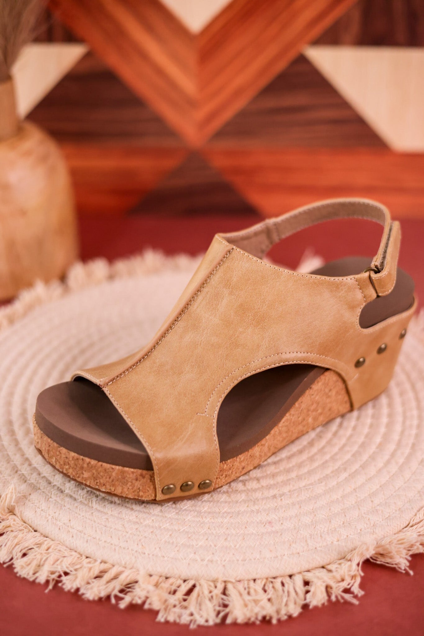 Taupe Carley Wedges - Whiskey Skies - CORKYS FOOTWEAR