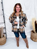 Taupe Cozy Plaid Button Down Flannel Shacket - Whiskey Skies - SWEET GENERIS