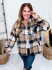 Taupe Cozy Plaid Button Down Flannel Shacket - Whiskey Skies - SWEET GENERIS