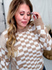 Taupe & Cream Chic Checkered Casual Pullover Sweater - Whiskey Skies - SWEET GENERIS
