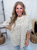 Taupe Leopard Print Short Sleeve Top With Iridescent Rhinestones - Whiskey Skies - DAVI & DANI