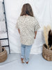 Taupe Leopard Print Short Sleeve Top With Iridescent Rhinestones - Whiskey Skies - DAVI & DANI