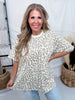Taupe Leopard Print Short Sleeve Top With Iridescent Rhinestones - Whiskey Skies - DAVI & DANI
