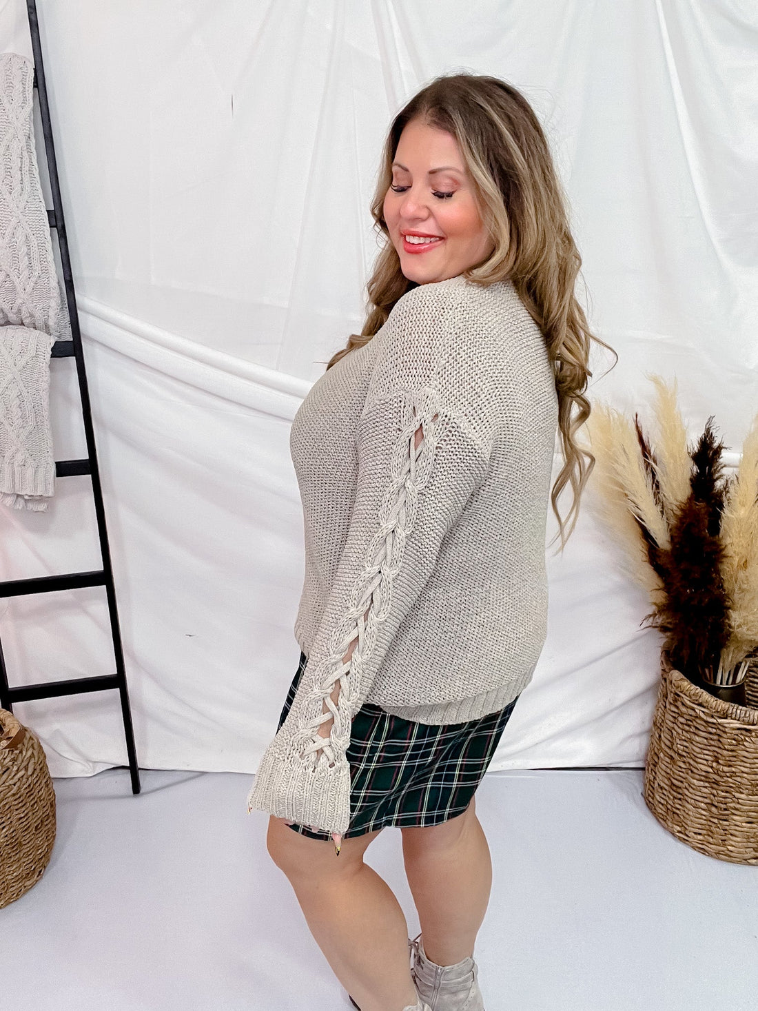 Taupe Long Sleeve Cozy Sweater - Whiskey Skies - SEW IN LOVE