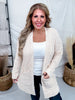 Taupe & Pink Popcorn Knit Open Front Cardigan - Whiskey Skies - SWEET GENERIS