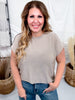 Taupe Shimmery Cap Sleeve Top With Round Neckline - Whiskey Skies - SEW IN LOVE