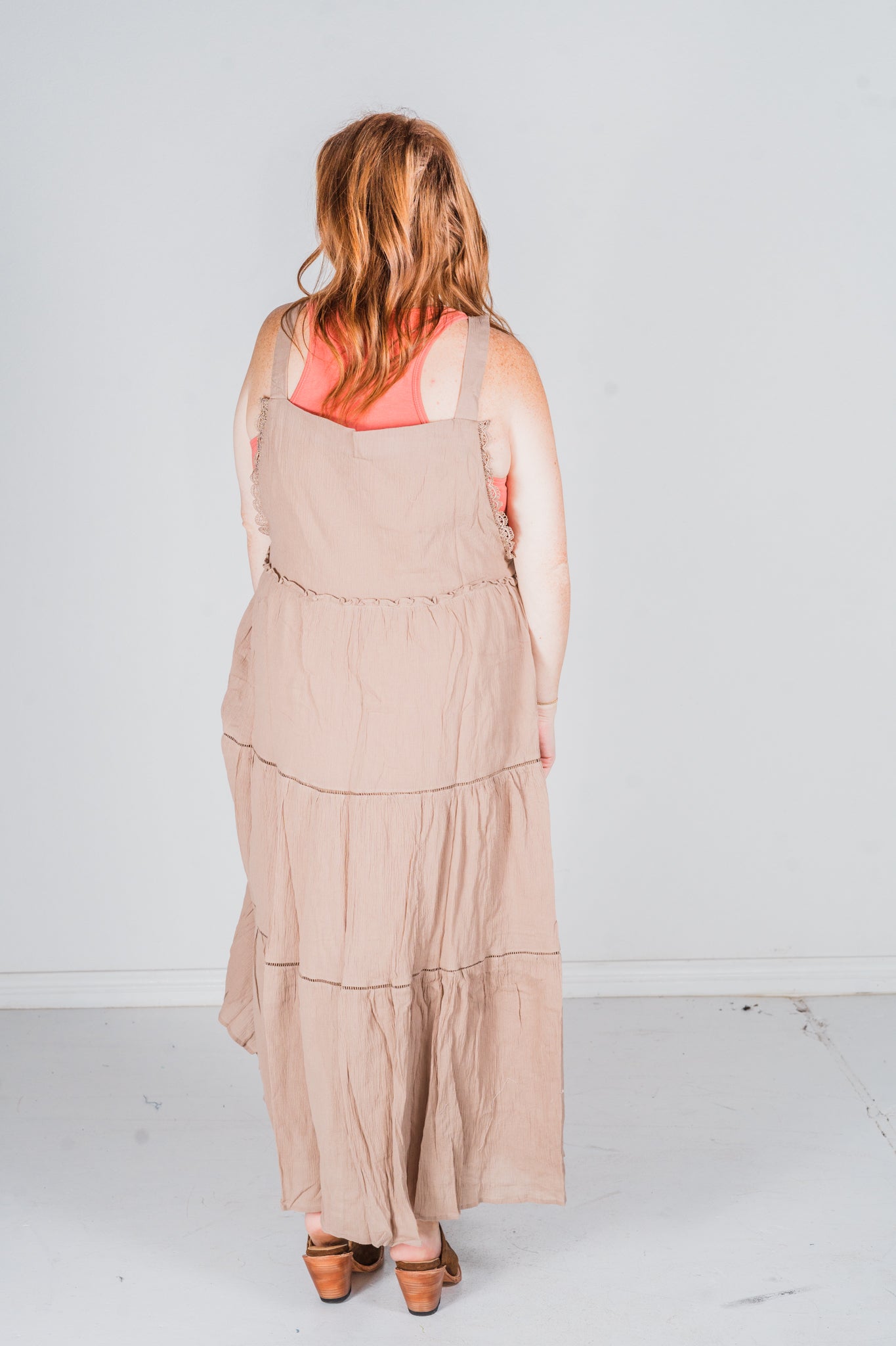 Taupe Sleeveless Maxi Jumpsuit - Whiskey Skies - WHITE BIRCH