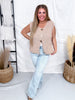 Taupe Sleeveless Sweater Vest With Metallic Gold Buttons - Whiskey Skies - SHE + SKY