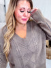 Taupe Vintage Vibe Cable Knit Sweater - Whiskey Skies - SWEET GENERIS