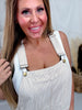 Taupe & White Pinstriped Barrel Leg Overalls - Whiskey Skies - ODDI