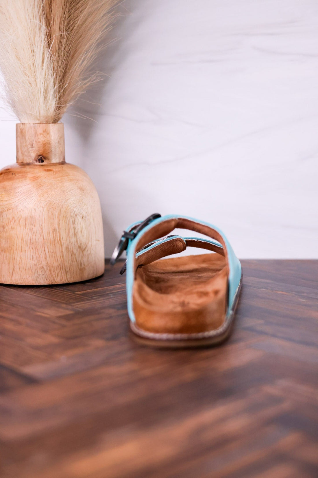 Teal "Atta Girl" Sandals With Engraved Buckles - Whiskey Skies - CORKYS FOOTWEAR