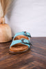 Teal "Atta Girl" Sandals With Engraved Buckles - Whiskey Skies - CORKYS FOOTWEAR
