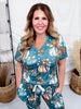 Teal Autumn Pumpkin & Bows Loungewear Set - Whiskey Skies - SHIRLEY & STONE