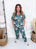 Teal Autumn Pumpkin & Bows Loungewear Set - Whiskey Skies - SHIRLEY & STONE