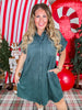 Teal Button Up Twill Suede Shirt Dress - Whiskey Skies - SHE + SKY