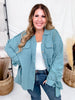 Teal Cotton Gauze Top With Crochet Detailing - Whiskey Skies - EASEL